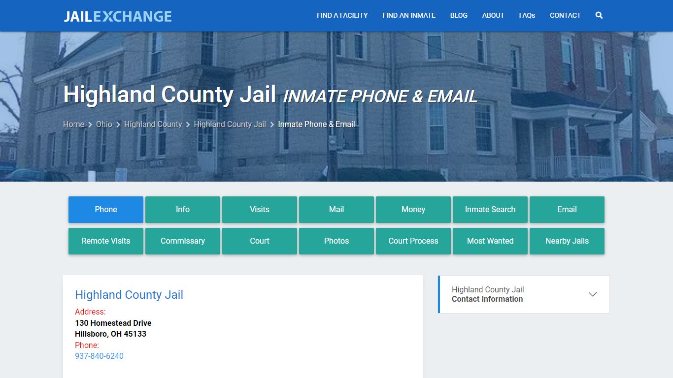 Inmate Phone - Highland County Jail, OH - Jail Exchange
